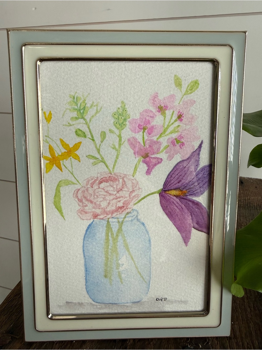 Handcrafted watercolor original in 4x6 frame - Picture 3 of 5